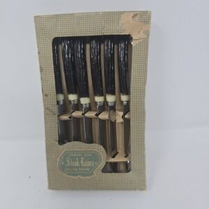 Vintage Set of 6 Hollow Ground Stainless Steel Steak Knives From JAPAN
